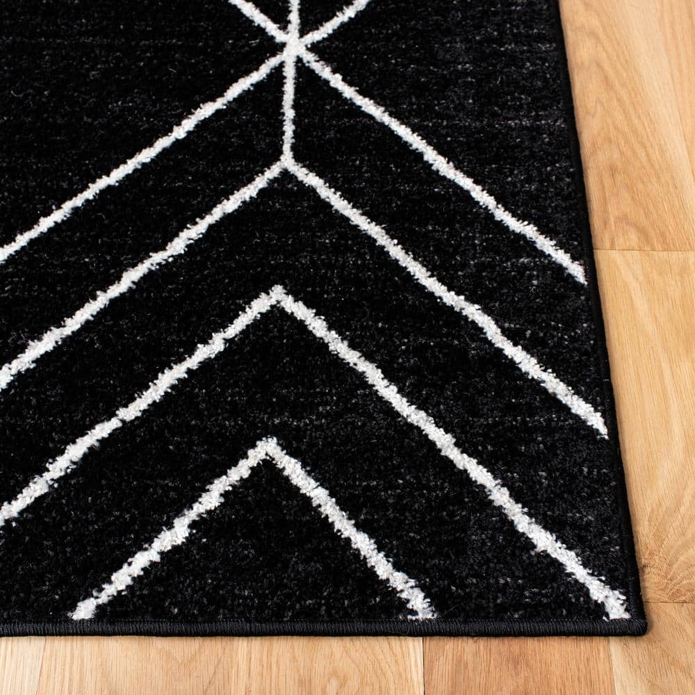 Adirondack Black and Ivory Geometric Square Area Rug