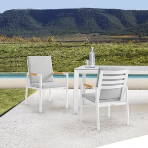 Royal White Aluminum Outdoor Dining Chair with Cushion (2-Pack)