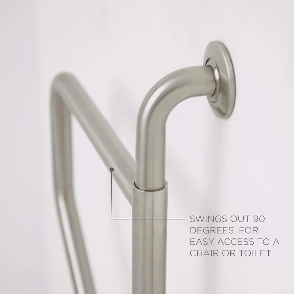 Polished Stainless Steel Wall Mounted Swing Up Grab Bar