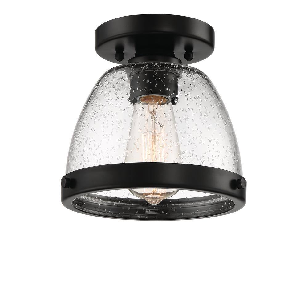 Lodie 7.5'' Square Flat Black Glass Ceiling Light