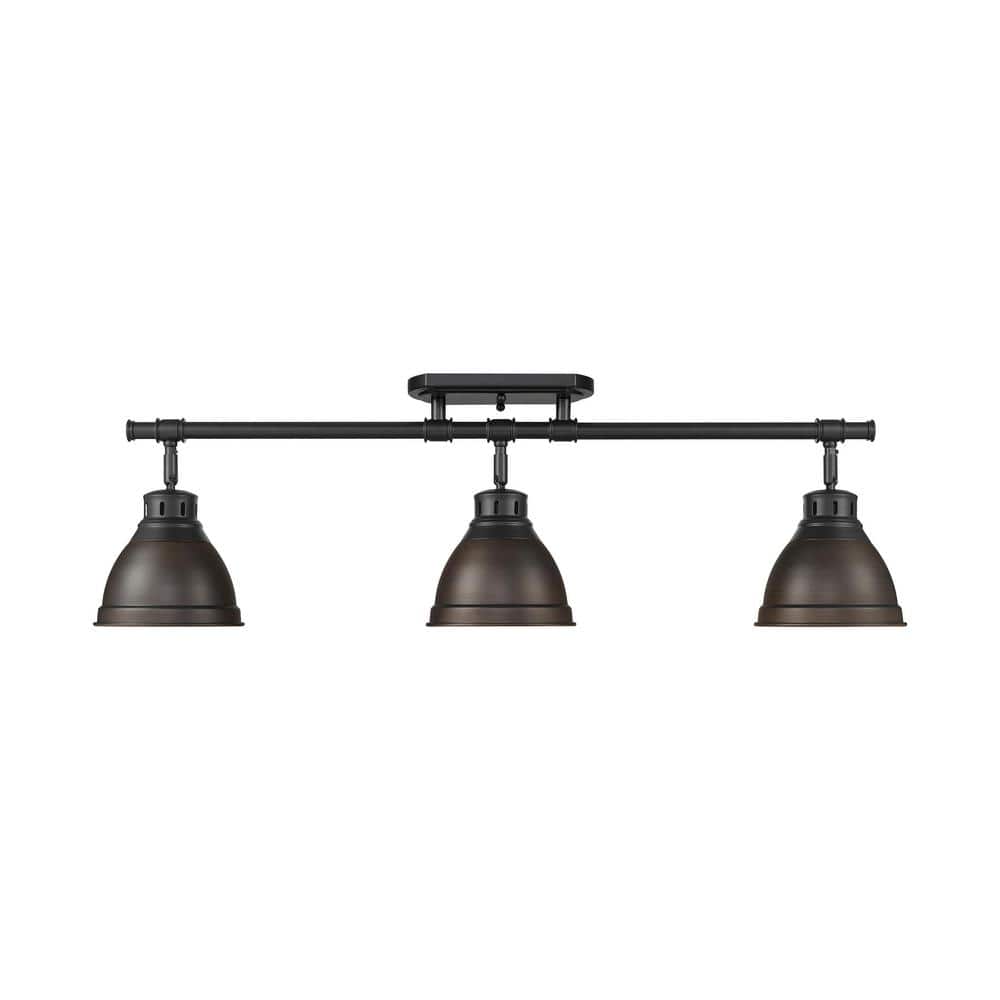 Duncan 6.5 in. 3-Light Matte Black Semi-Flush Mount with Bronze Shade and No Bulbs Included price history on PriceWatchPro
