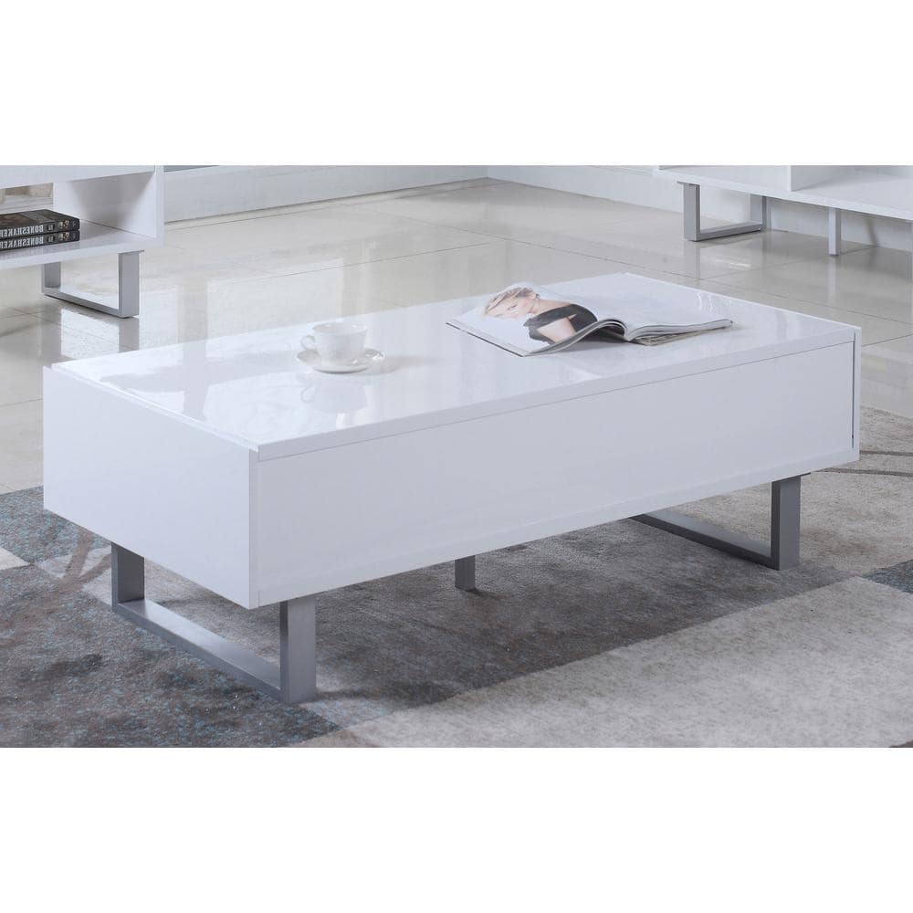 Atchison Contemporary 2-Drawer High Glossy White Coffee Table