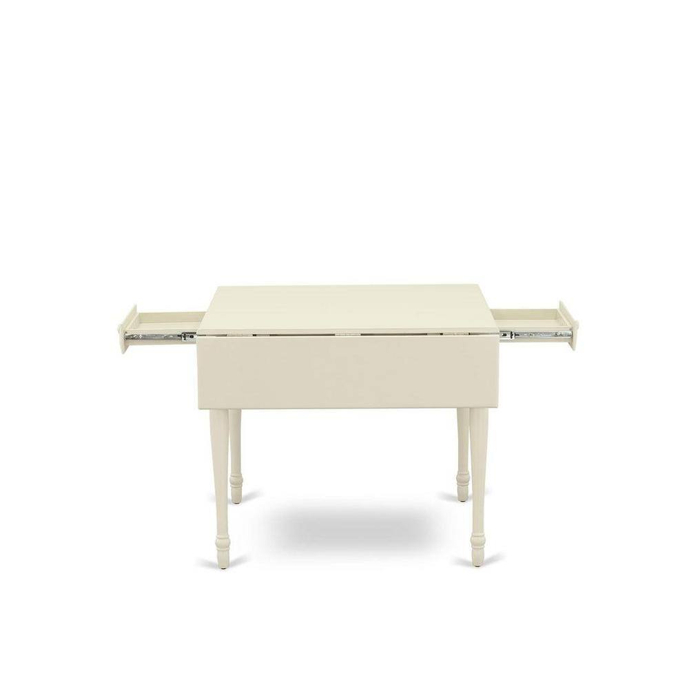 Linen White Rubberwood Dining Table Set with Beige Upholstered Chairs