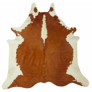 Dahlia Brown/White 6 ft. x 7 ft. Specialty Abstract Cowhide Area Rug