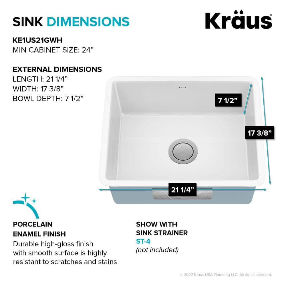 White Porcelain Enameled Cast Iron Single Bowl Undermount Sink