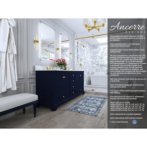 Audrey 72 in. W x 22 in. D Bath Vanity in Heritage Blue w/ Marble Vanity Top in White w/ White Basin and Gold Hardware