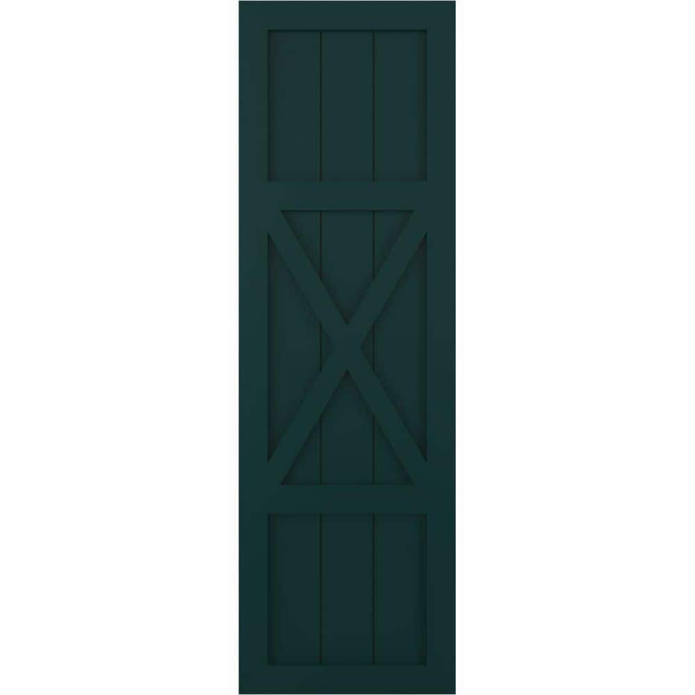 True Fit 12 in. x 75 in. PVC Center X-Board Farmhouse Fixed Mount Board and Batten Shutters in Thermal Green (Per Pair) price history on PriceWatchPro