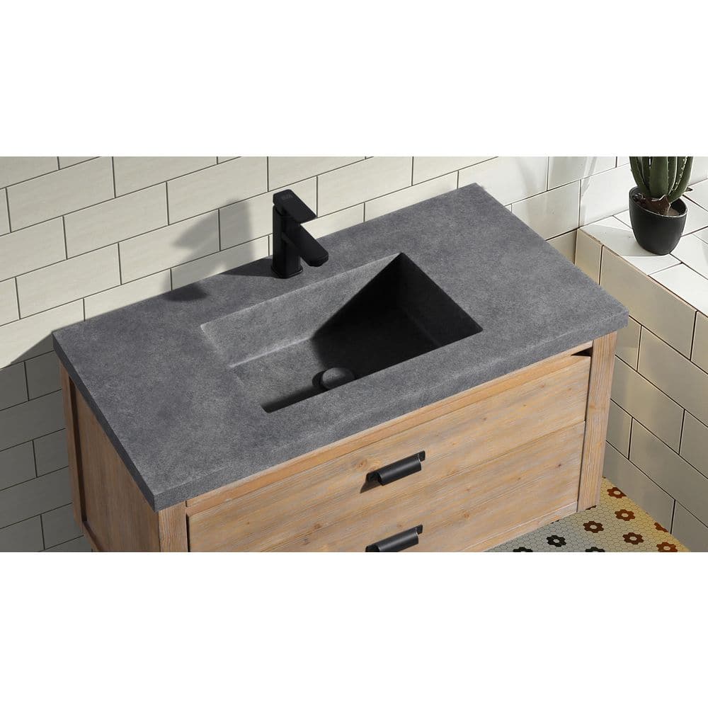 Kane 36" Weathered Fir Floating Bathroom Vanity with Cement Countertop
