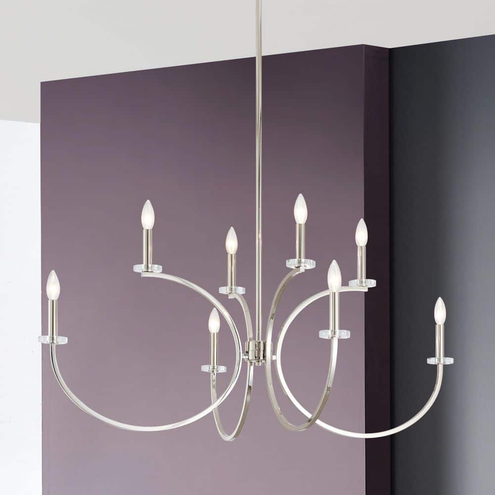 Florian 44 in. 8-light Polished Nickel and Clear Glass Chandelier price history on PriceWatchPro