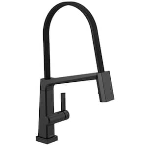 Pivotal Single-Handle Pull-Down Sprayer Kitchen Faucet with Touch2O Technology in Matte Black