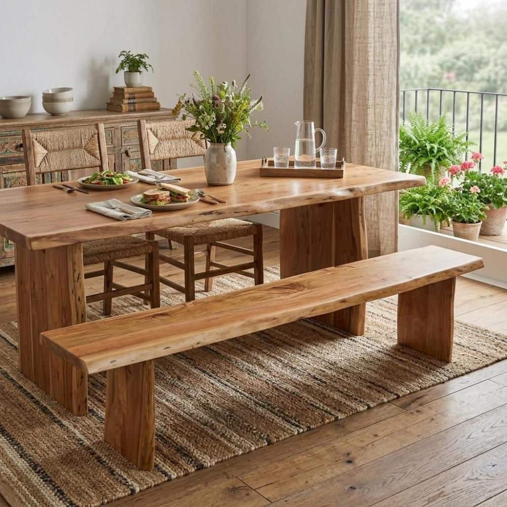 84 in. Brown Entryway Dining Bench
