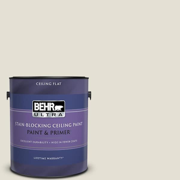BEHR ULTRA 1 gal. #BWC-17 Shark Tooth Ceiling Flat Interior Paint and Primer
