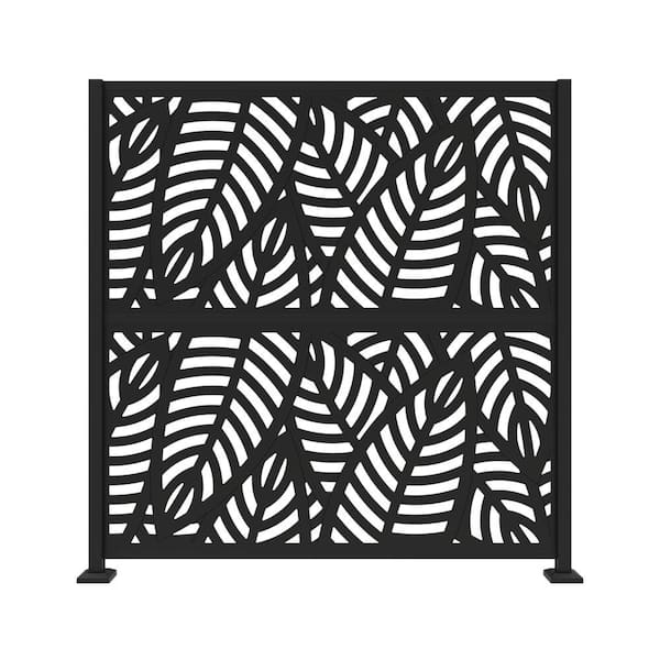 Barrette Outdoor Living 6 ft. x 6 ft. Matte Black Metal Decorative Screen Panel Frame Kit with Sanibel Black