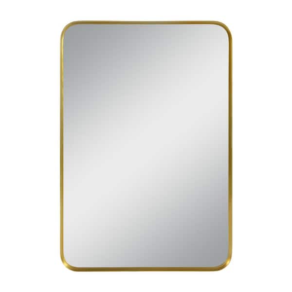 Lumioca Gold 24 in. W x 28 in. H Rounded Rectangle Aluminum Alloy Electroplated Wall Mirror