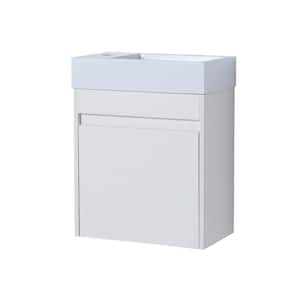 Elegant White Bathroom Vanity For Small Bathroom With Single Sink, Soft Close Doors, Float Mounting Design
