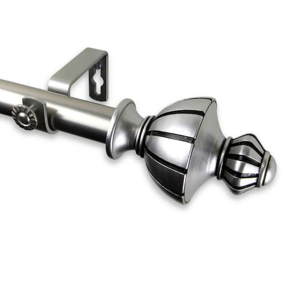 Rod Desyne 120 in. - 170 in. Telescoping 1 in. Single Curtain Rod Kit in Satin Nickel with Jerome Finial