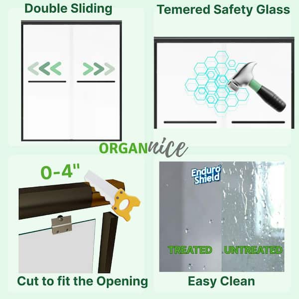 56 in. - 60 in. W x 72 in. H Double Sliding Framed Shower Door in Matte Black with Clear Glass