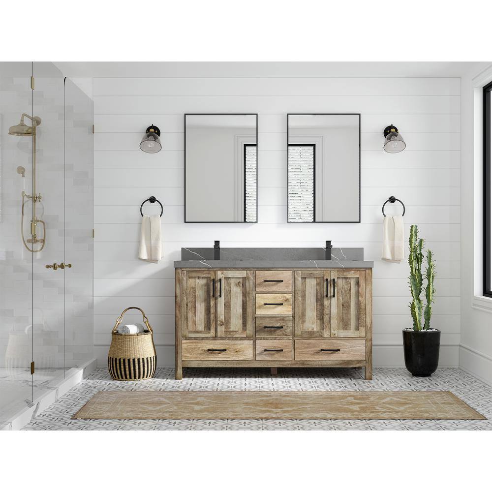 Malibu 60'' Natural Mango Wood Double Sink Vanity