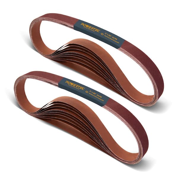 ‎POWERTEC 1 in. x 30 in. 8 of Each 60/80/120/180/240/400-Grits Aluminum Oxide Sanding Belt Assortment (48-Pack)