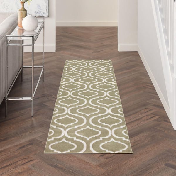 Jubilant Olive 2 ft. x 7 ft. Trellis Transitional Runner Area Rug