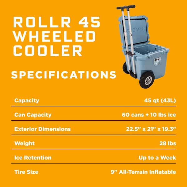 RovR RollR 45 qt. Wheeled Hard Cooler with Telescopic Handle