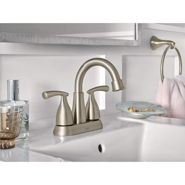 Essie 4 in. Centerset Two-Handle Bathroom Faucet with Spot Resist in Brushed Nickel (2-Pack)