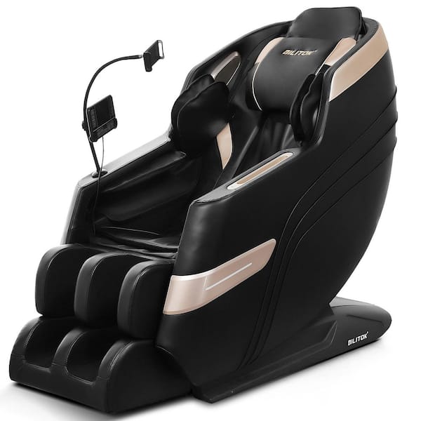 Alisa Black Faux Leather Reclining Massage Chair with Airbags Massage, Zero Gravity, Heat, Bluetooth, Foot Rollers