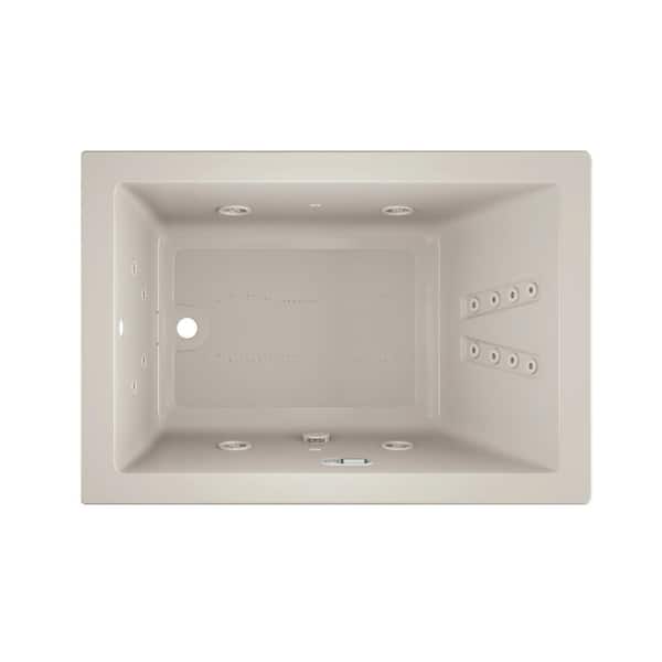 JACUZZI SOLNA SALON SPA 60 in. x 42 in. Rectangular Combination Bathtub with Right Drain in Oyster