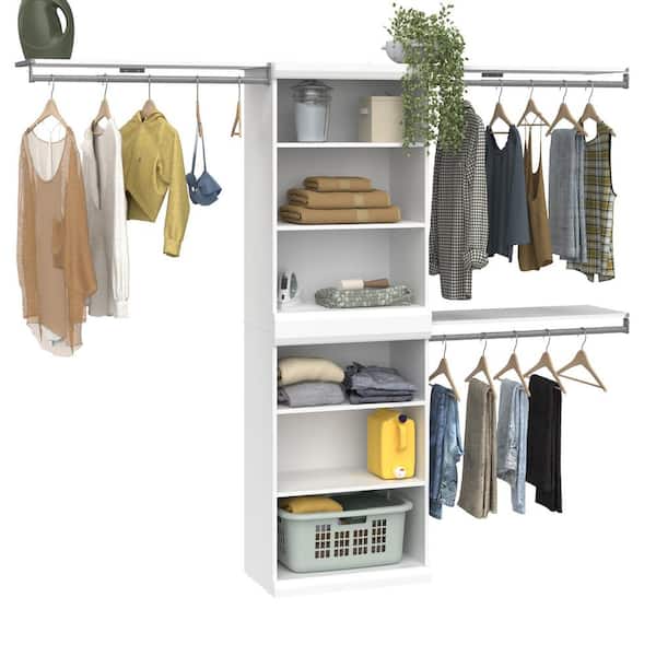 ClosetMaid Mosaics 97.55 in. W White 9-Shelf 3-Hang Rod Wood