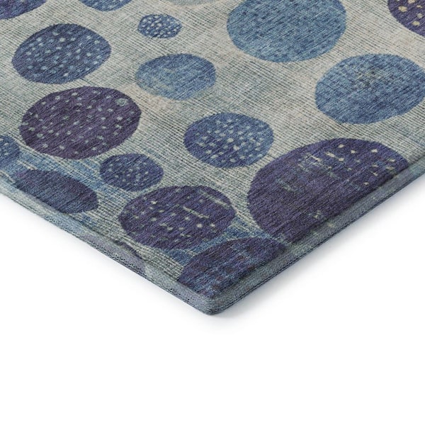 Mayfield Premium Machine Washable Abstract AMF1952 Navy 9 ft. x 12 ft. Area Rug