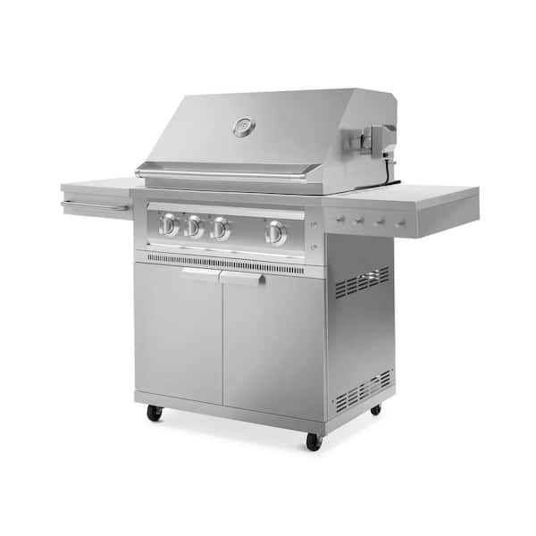NewAge Products Outdoor Kitchen 33 in. Propane Gas 4-Burners Stainless Steel Grill Cart with Platinum Grill