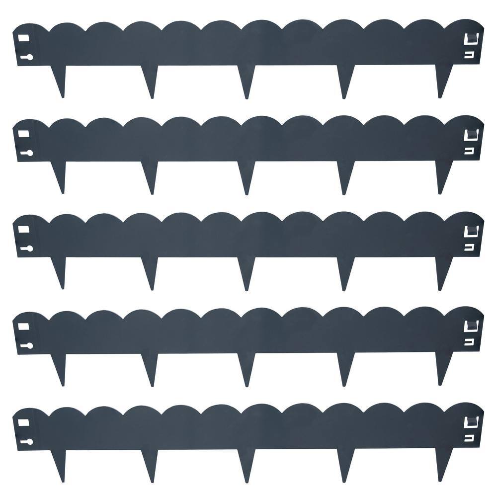 Gray Steel Scalloped Garden Landscape Edging Border, 41.75" Wide