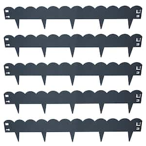 5-Piece Steel Scalloped Garden Edging Border Stakes - 41.75" - Gray