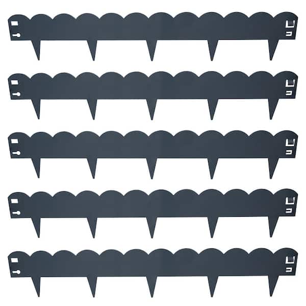 5-Piece Steel Scalloped Garden Edging Border Stakes - 41.75 in. - Gray