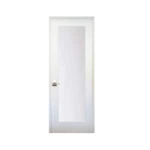 36 in. x 80 in. 1-Lite Satin Etch Primed Left-Hand Solid Core MDF Single Prehung Interior Door