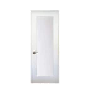 36 in. x 80 in. 1-Lite Satin Etch Primed Right-Hand Solid Core MDF Single Prehung Interior Door