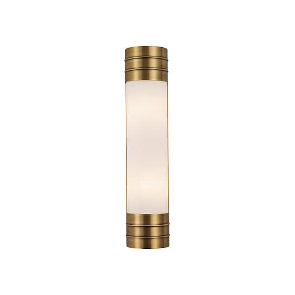 Willard 18-in 2 Light 60-Watt Vintage Brass/Opal Matte Glass Vanity Light