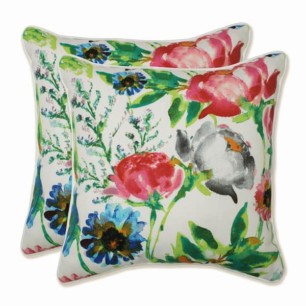 Pillow Perfect Floral Pink Square Outdoor Square Throw Pillow 2-Pack