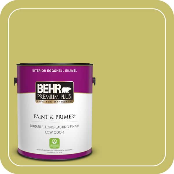 BEHR PREMIUM PLUS 1 gal. #P350-5 Go Go Lime Eggshell Enamel Low Odor Interior Paint & Primer