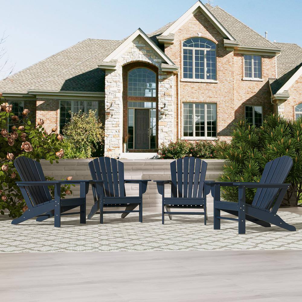 Mason Navy Blue Poly Plastic Outdoor Patio Classic Adirondack Chair, Fire Pit Chair (Set of 4) price history on PriceWatchPro