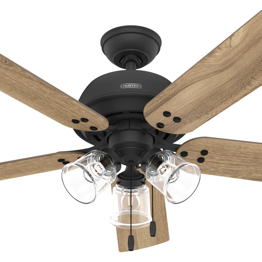 Matte Black and Golden Maple 52" Ceiling Fan with LED Light