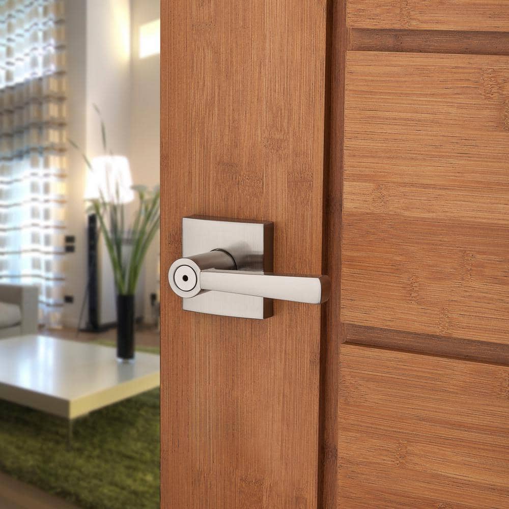 Satin Nickel Square Privacy Door Lever for Bed/Bath