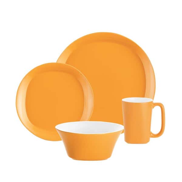 Rachael Ray Round and Square 16 Piece Dinnerware Set in Lemon Zest