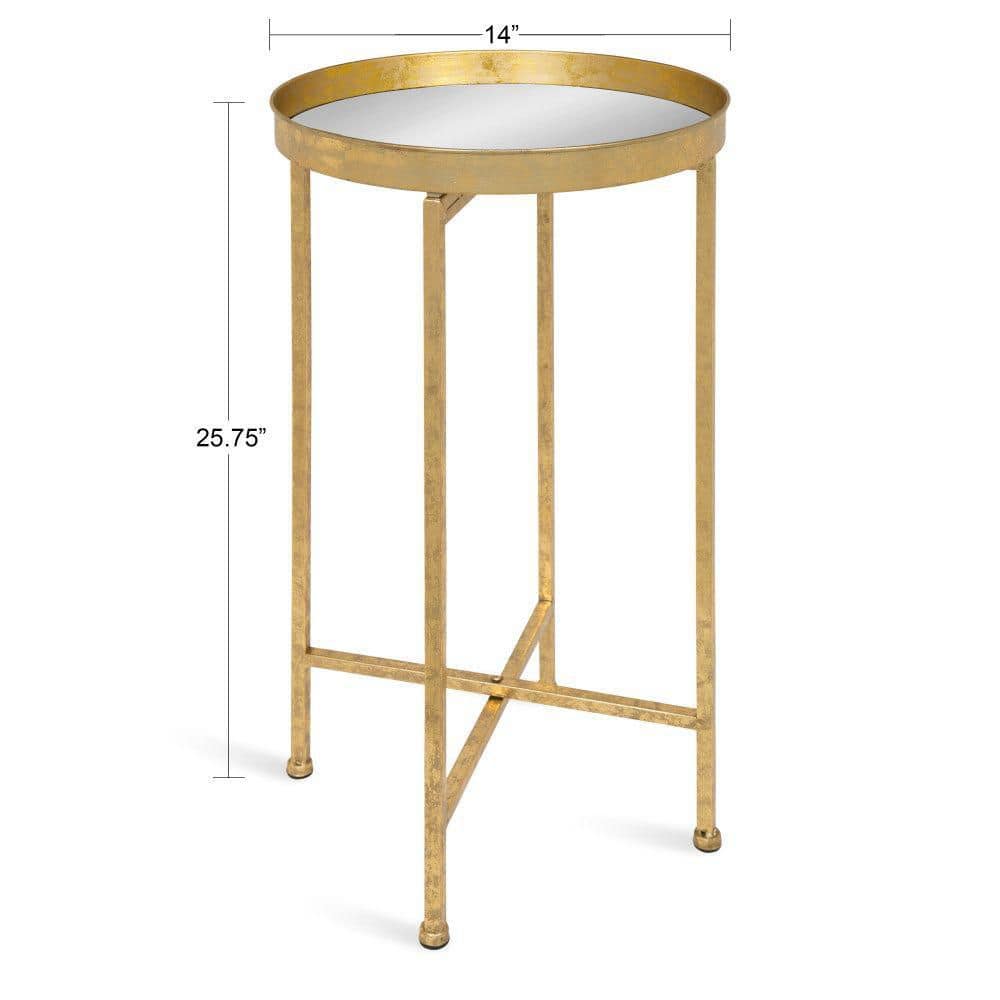 Celia 14 in. Gold Round Glass End Table - thumbnail 4