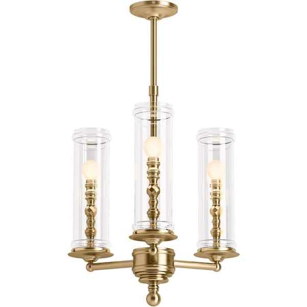 KOHLER Damask 3-Light Moderne Brushed Gold Chandelier