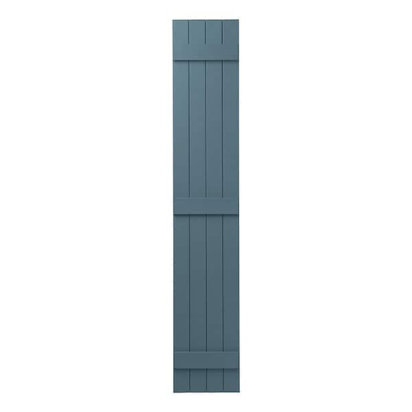 Ply Gem 15 in. x 71 in. Polypropylene 4-Board Closed Board and Batten Shutters Pair in Coastal Blue