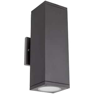 10 in. Black Outdoor Integrated LED Wall Lantern Sconce Selectable CCT