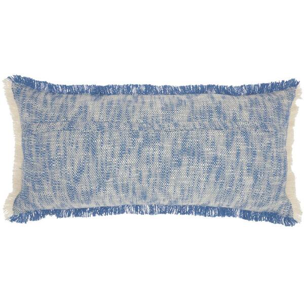 blue fringe pillow