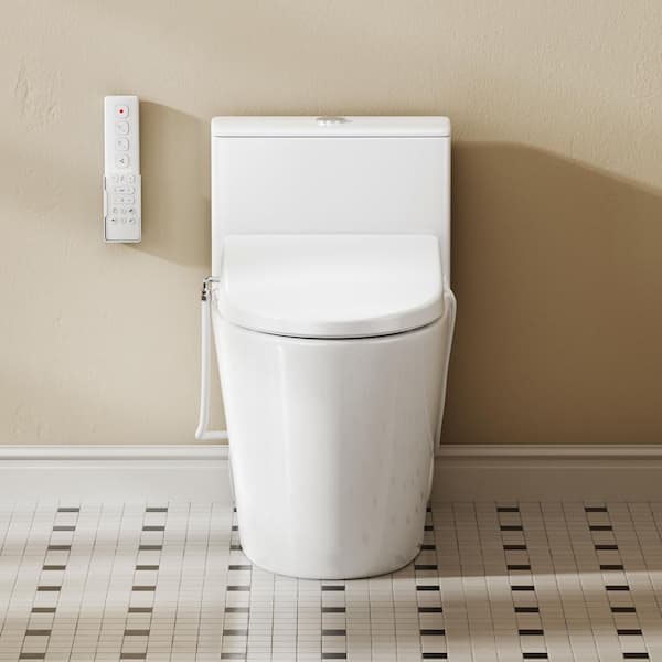 Elongated Electric Bidet Toilet Combo 1.0/1.6 GPF in White with Heated Seat, Dryer, Deodorizing, Night Light, Soft Close