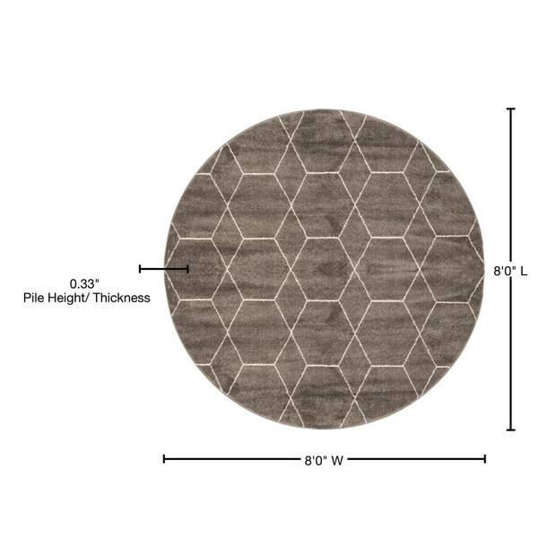 StyleWell Trellis Frieze Dark Gray/Ivory 8 ft. x 8 ft. Round